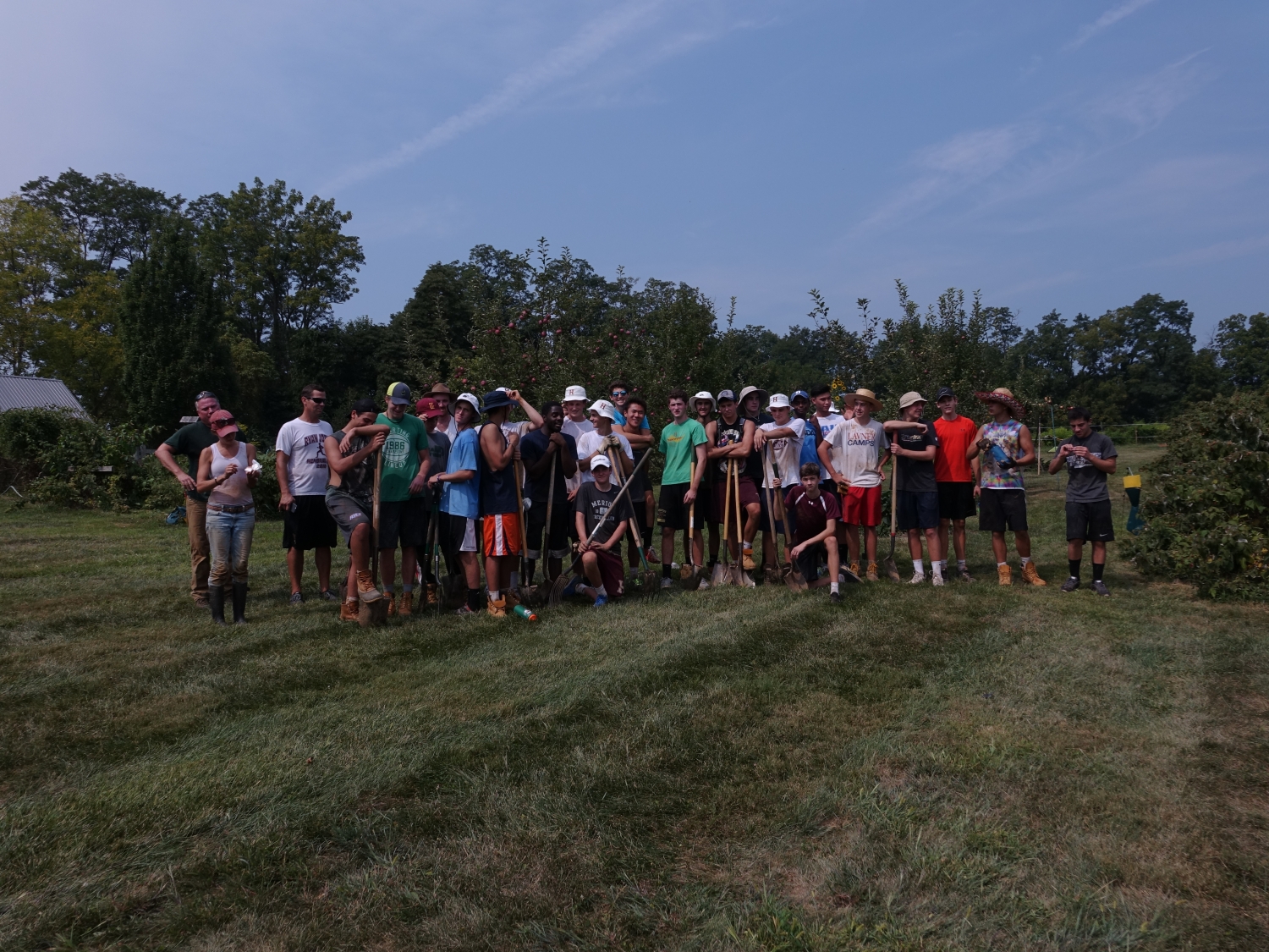 Haverford crew team helps out at Rushton Farm.