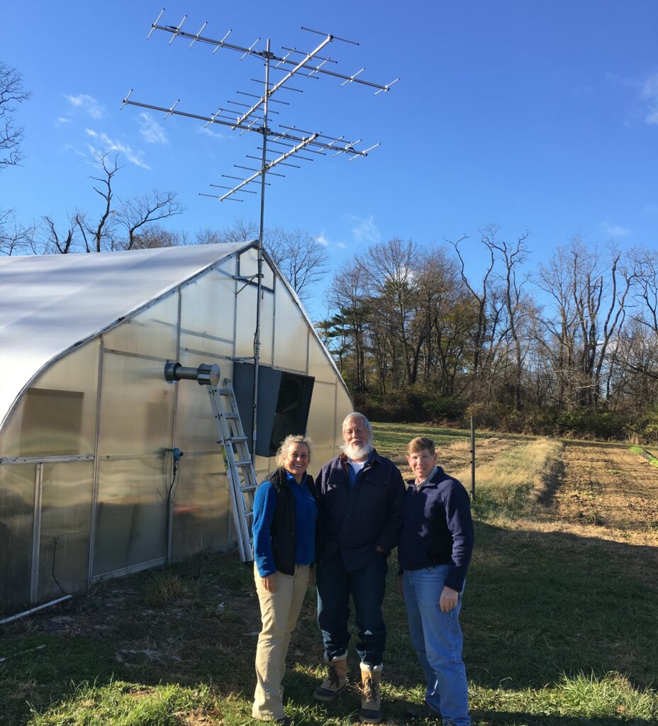 Motus tower installed at greenhouse at Rushton Woods Preserve. 