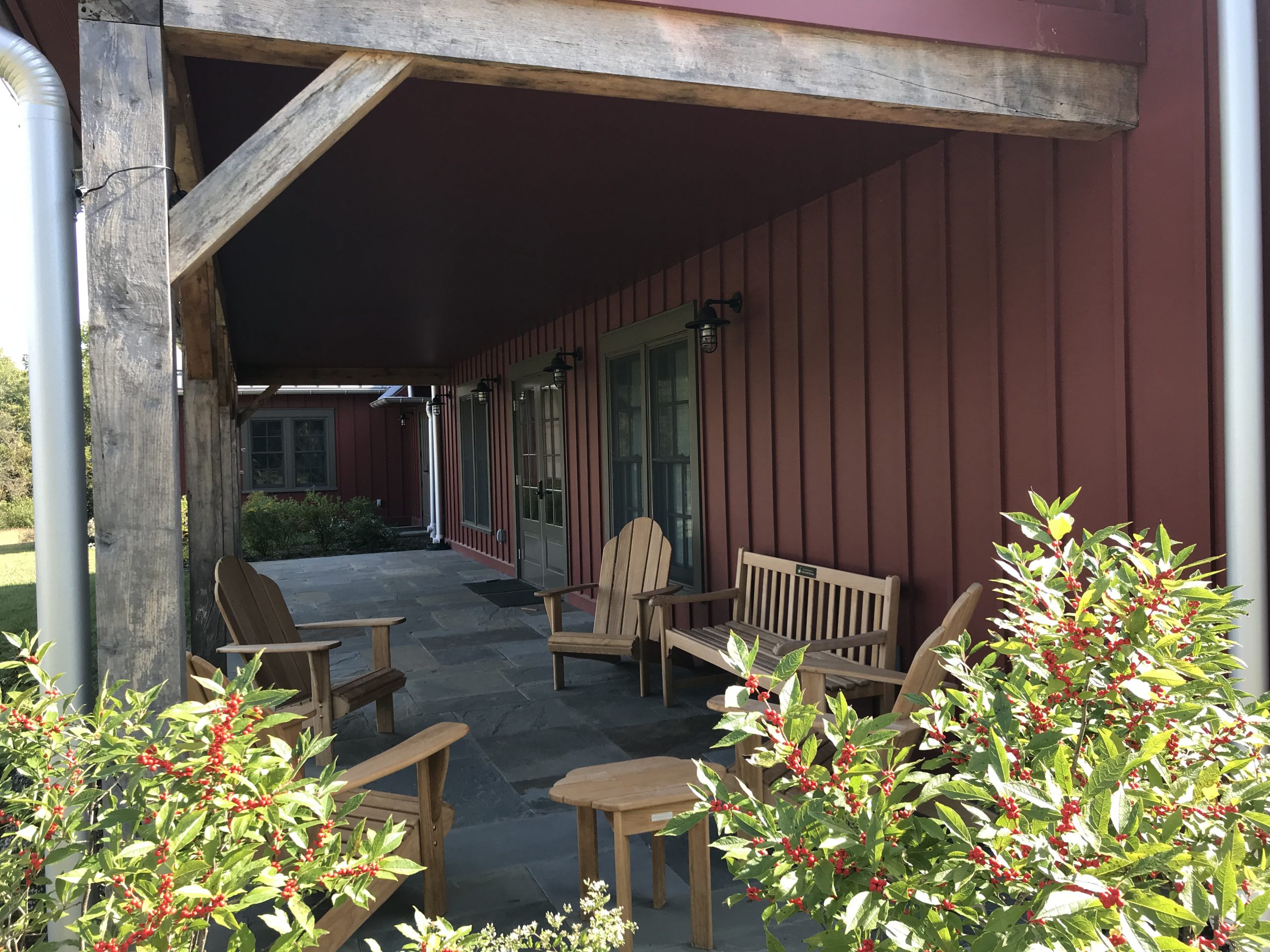 Our porch is open for serving, seating or socializing