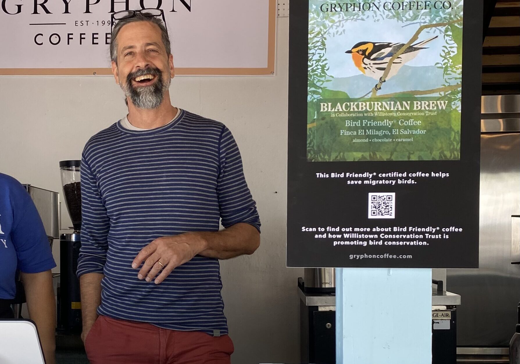 Rich Mattis, owner of Gryphon Coffee Co., selling Blackburnian Brew at the Devon Horse Show